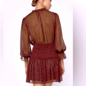 *3/$30 Sale* Zara Black & Wine Zebra Pattern Smocked Waist Mini Dress sz XS